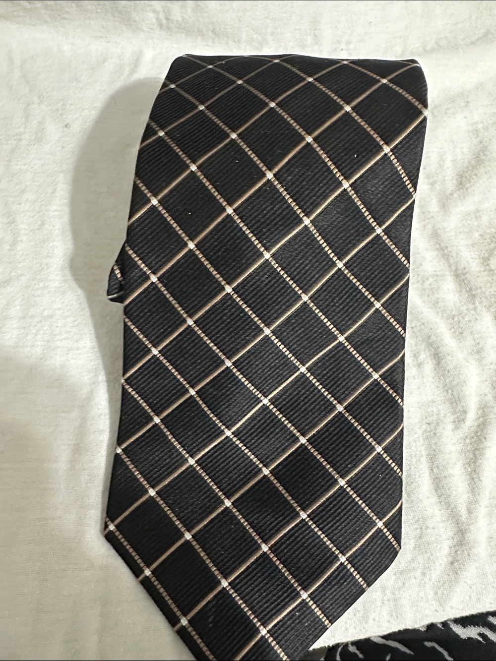 Tommy Hilfiger Black Tie with Tan Grid